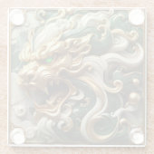 豪華な金ゴールドライオンの力の象徴 ガラスコースター (裏面)