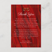 豪華な金ゴールドリングや輪赤結婚絹サンキュー エンクロージャーカード (正面)