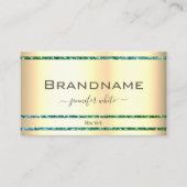 豪華な金ゴールド効果ティール(緑がかった色)グリッタースパークルスターズ 名刺 (正面)