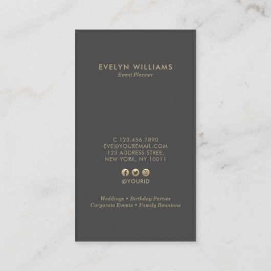 豪華な金ゴールド及び大理石の灰色の割引クーポンの垂直 名刺 (裏面)