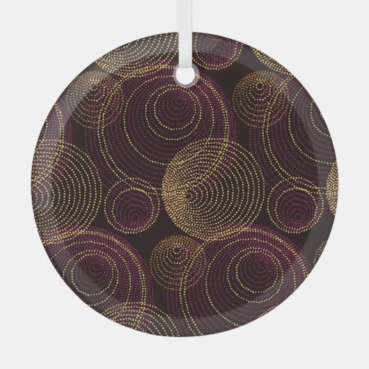 豪華な金ゴールド幾何学的プリント ガラスオーナメント (正面)