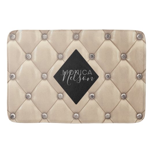 豪華な金ゴールド房付きモノグラム バスマット (正面)