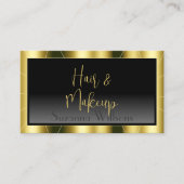 豪華な金ゴールド枠の黒いグラデーシスタイリッシュョン 名刺 (正面)