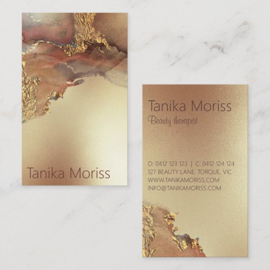 豪華な金ゴールド美しいセラピスト 名刺 (正面/裏面)