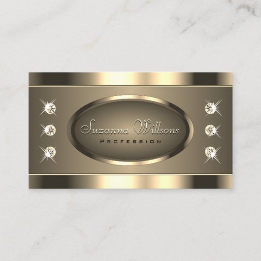 豪華な金ゴールド茶色と宝石QRコードと写真 名刺 (正面)