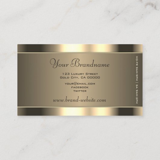 豪華な金ゴールド茶色の楕円形とストラスストーン 名刺 (裏面)