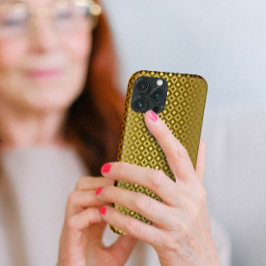 豪華な金ゴールド菱形彫刻パターン iPhone 13 PRO MAXケース