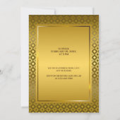 豪華な金ゴールド菱形彫刻パタ結婚ーン 招待状 (裏面)