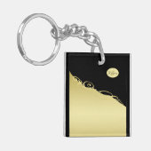 豪華な金ゴールド装飾で金ゴールドと黒の背景 キーホルダー (正面左)