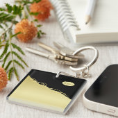 豪華な金ゴールド装飾で金ゴールドと黒の背景 キーホルダー (正面右)