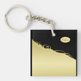 豪華な金ゴールド装飾で金ゴールドと黒の背景 キーホルダー