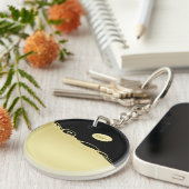 豪華な金ゴールド装飾で金ゴールドと黒の背景 キーホルダー (正面右)