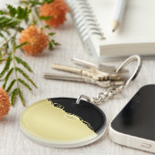 豪華な金ゴールド装飾で金ゴールドと黒の背景 キーホルダー (正面右)