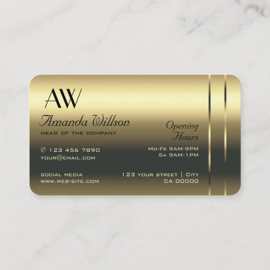 豪華な金ゴールド装飾光沢のあるダイヤモンドイニシャル 名刺 (裏面)