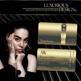 豪華な金ゴールド装飾光沢のあるダイヤモンドイニシャル 名刺