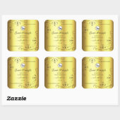 豪華な金ゴールド製品ラベル華美のコーナーロゴ スクエアシール (シート)