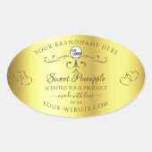 豪華な金ゴールド製品ラベル華美ハートロゴ 楕円形シール (正面)