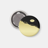 豪華な金ゴールド金ゴールド&ブラックに装飾モノグラム、 マグネット (正面/裏面)