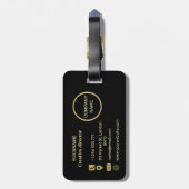 豪華な金ゴールド金ゴールド&ブラックに装飾モノグラム、 ラゲッジタグ (裏面縦)