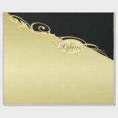 豪華な金ゴールド金ゴールド&ブラックに装飾モノグラム、 ラッピングペーパー (フラット)