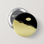 豪華な金ゴールド金ゴールド&ブラックに装飾モノグラム、 缶バッジ (正面&裏面)