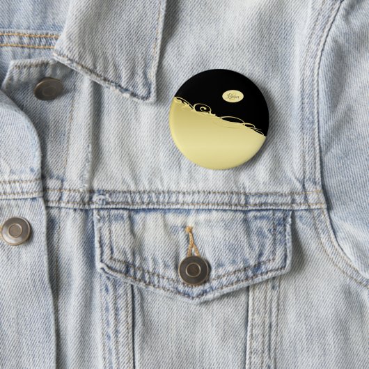 豪華な金ゴールド金ゴールド&ブラックに装飾モノグラム、 缶バッジ (インサイチュ)