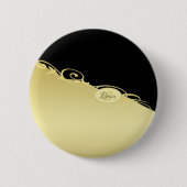 豪華な金ゴールド金ゴールド&ブラックに装飾モノグラム、 缶バッジ (正面)