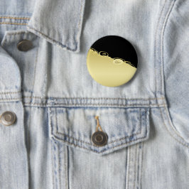 豪華な金ゴールド金ゴールド&ブラックに装飾モノグラム、 缶バッジ