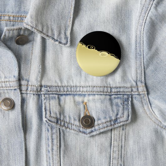 豪華な金ゴールド金ゴールド&ブラックに装飾モノグラム、 缶バッジ (インサイチュ)