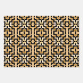 豪華な金ゴールド金属アールデコ幾何学的パターン ラッピングペーパーシート (正面2)