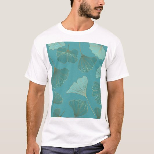 豪華な金ゴールド銀杏ヴィンテージ壁紙。 Tシャツ (正面)