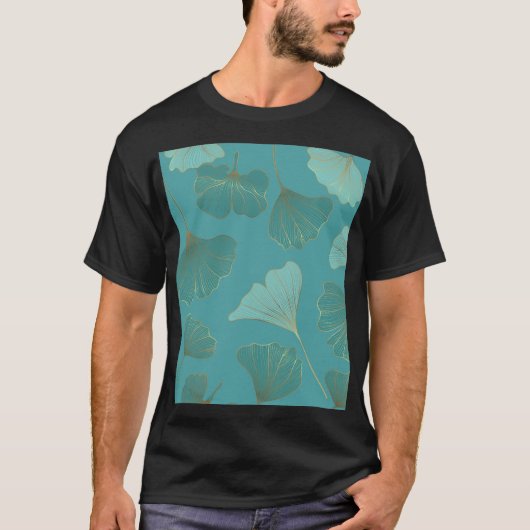 豪華な金ゴールド銀杏ヴィンテージ壁紙。 Tシャツ (正面)
