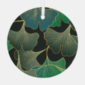 豪華な金ゴールド銀杏、ヴィンテージアート。 ガラスオーナメント (裏面)