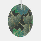 豪華な金ゴールド銀杏、ヴィンテージアート。 ガラスオーナメント (正面右)