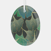 豪華な金ゴールド銀杏、ヴィンテージアート。 ガラスオーナメント (正面左)