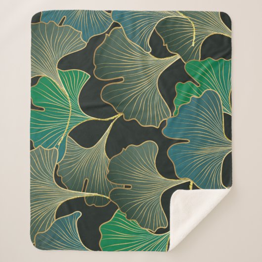 豪華な金ゴールド銀杏、ヴィンテージアート。 シェルパブランケット (正面)