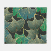 豪華な金ゴールド銀杏、ヴィンテージアート。 フリースブランケット (正面(横))