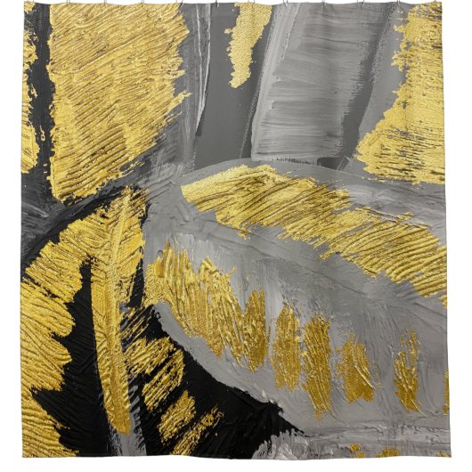 豪華な金ゴールド:ヴィンテージグランジテクスチャ。 シャワーカーテン (正面)