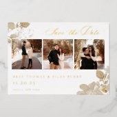 豪華な金メッキされた庭の写真を保存 箔招待状 (正面)