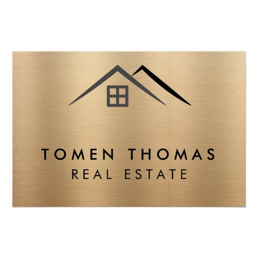 豪華な金属金ゴールド実在領域 ポスター (正面)