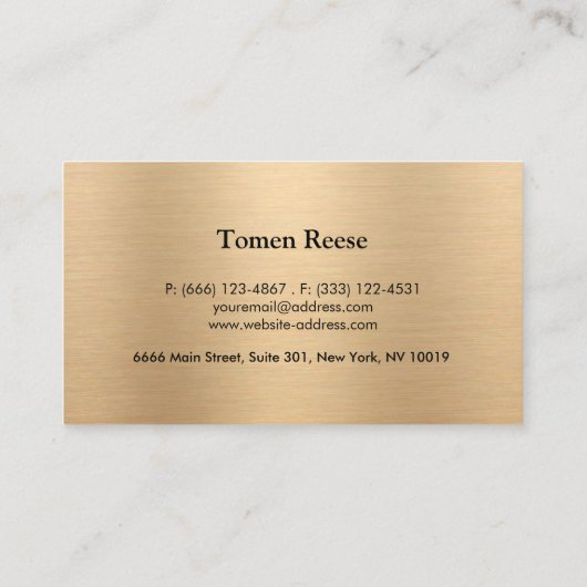 豪華な金属金ゴールド 名刺 (裏面)