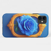 豪華な金枠に飾られたエレガントな青いバラ Case-Mate iPhoneケース (裏面(横))