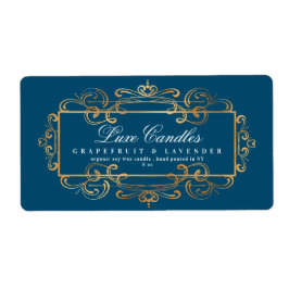 豪華な金箔スワールエレガントティール（緑がかった色）製品 ラベル