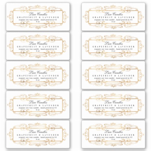 豪華な金箔スワール白エレガント製品 シール (正面)