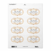 豪華な金箔スワール白エレガント製品 ラベル (フルシート)