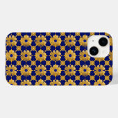 豪華な金色の花柄 ロイヤルブルー 高級感漂うデザイン Case-Mate iPhoneケース (裏面 (横))