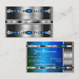 豪華な銀のティール（緑がかった色）ブルーグラディエットマーブルパターン 名刺
