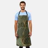 豪華な銀杏金ゴールドラインアート エプロン (着用した状態)