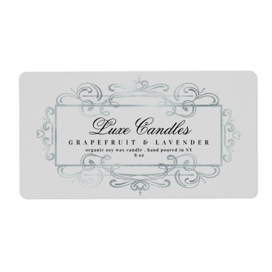 豪華な銀箔エレガントライトグレー製品 ラベル (正面)