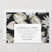 豪華な銀色の熱帯結婚の葉 招待状 (正面)